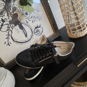 Geox Women's D Myria B Sneakers Leather And Suede Black 10 Zipper